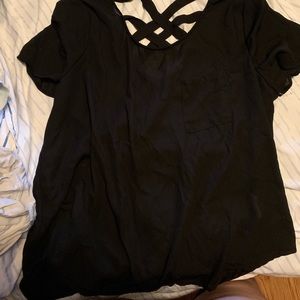 Sheer T with cross back